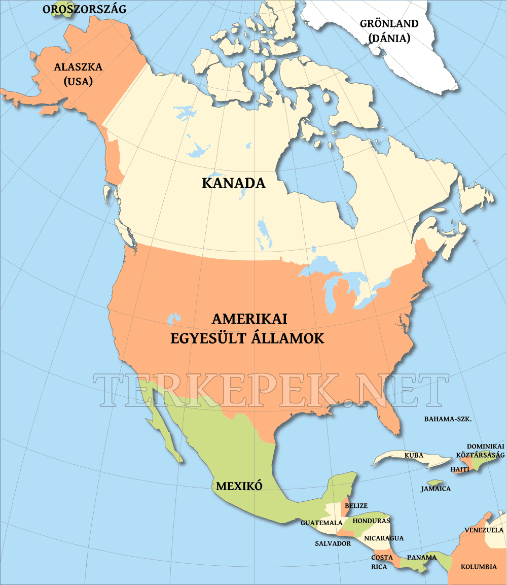 észak amerika államai térkép Észak Amerika politikai térképe Észak Amerika országaival észak amerika államai térkép